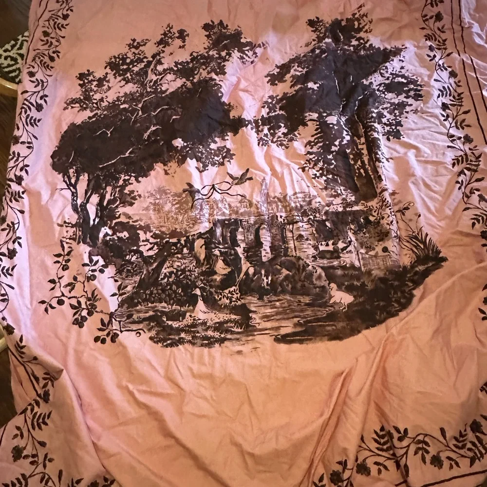 Urban Outfitters Brown and White Duvet Cover